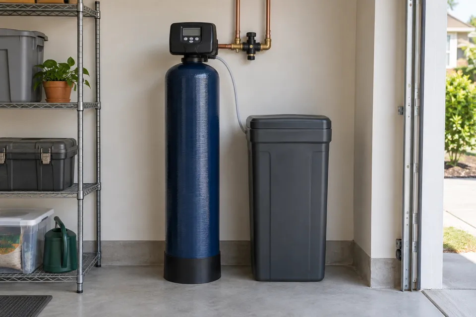 Illustrative water softener scene