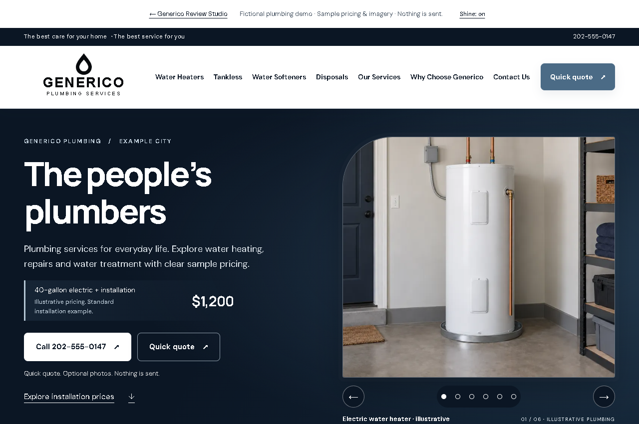 Homepage example desktop preview
